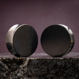 Brushed Metal Black Steel Double Flare Plugs