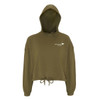 Womens Cropped Oversized Pocket Logo Hoodie - Olive