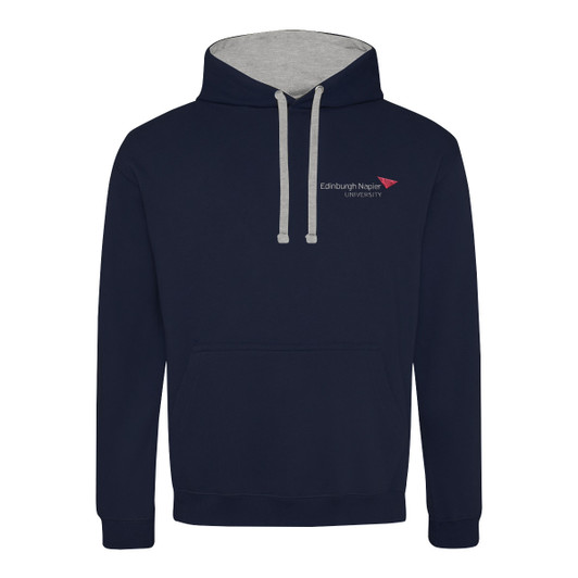 Embroidered Napier Pocket Logo Contrast Hoodie - Navy/Grey