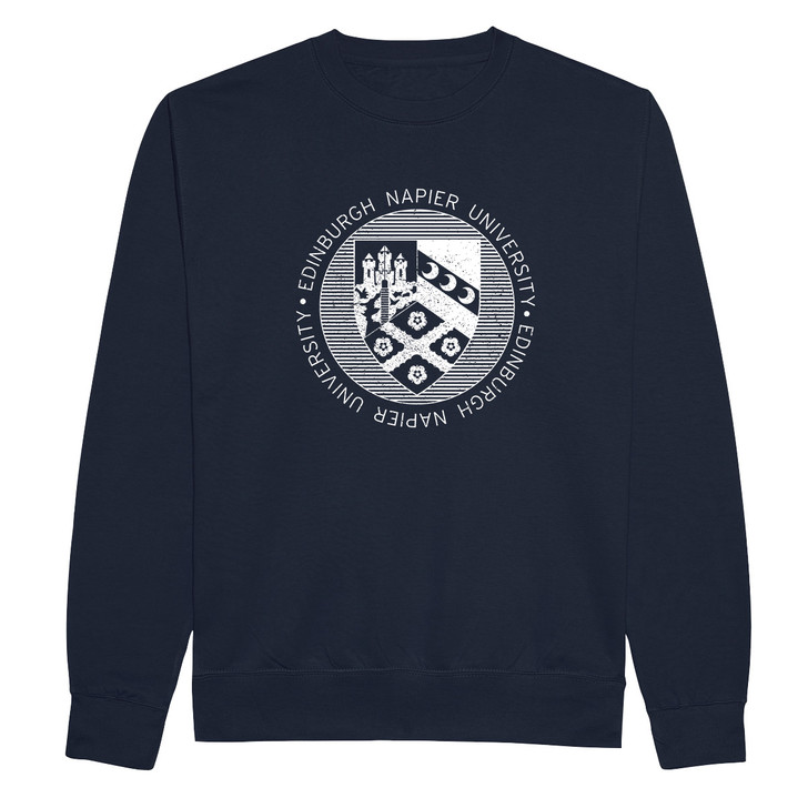 Napier Distressed Crest Sweatshirt - Navy