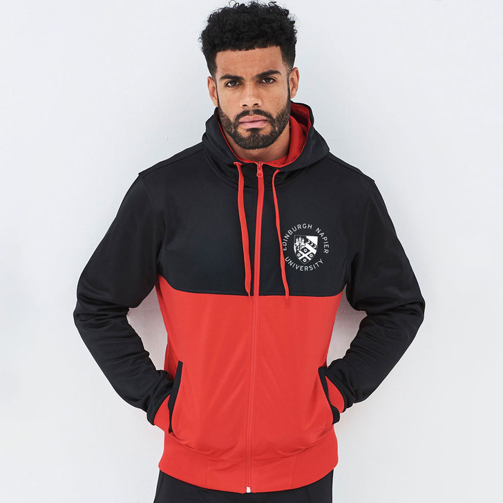 red track jacket with pockets