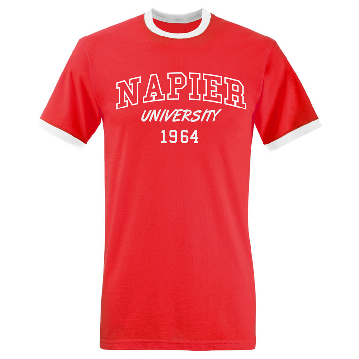 Edinburgh Napier 'Harvard' college print ringer t-shirt