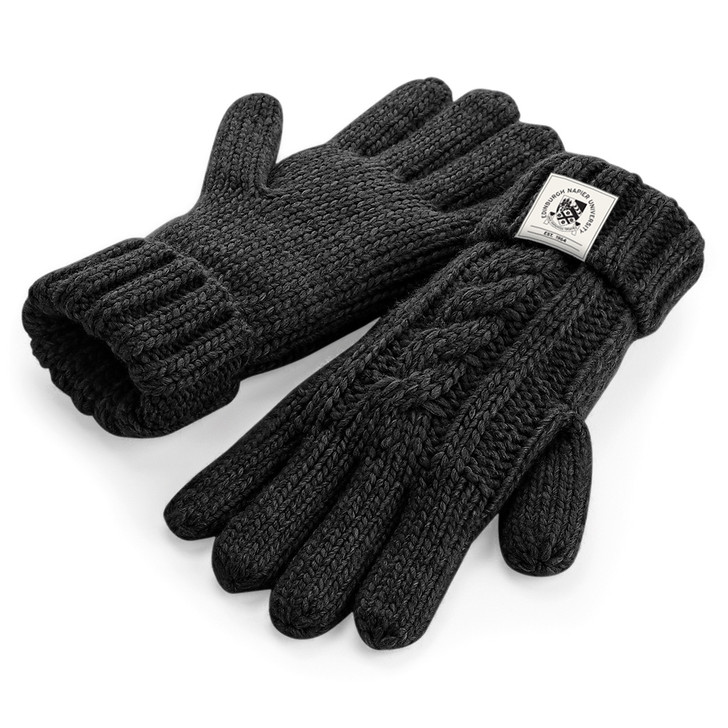Edinburgh Napier Cable Knit Gloves - Black