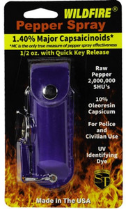 Wildfire 1.4% Mc 1/2 Oz Pepper Spray Leatherette Holster And Quick Release Keychain Wildfire 1.4% Mc 1/2 Oz Pepper Spray Leatherette Holster And Quick Release Keychain