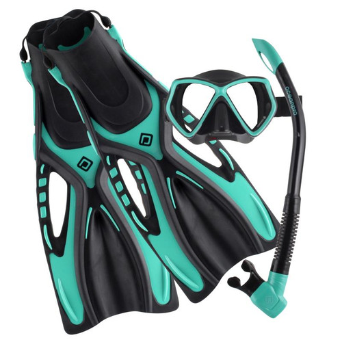 Ocean Pro Ceduna Mask Snorkel Fin Set Black/Teal