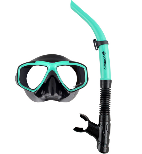 Ocean Pro Eclipse Mask & Snorkel Set Black/Teal Tackle World Adelaide