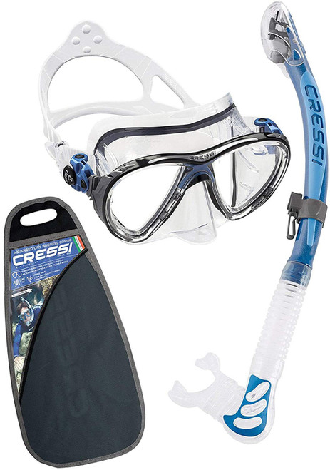 Cressi Big Eyes Evolution Alpha Ultra Dry Mask & Snorkel Set Blue