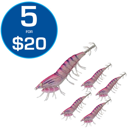 Ecooda Live Prawn Squid Jag Pink Glow 3.0 5 for $20.00! **CLEARANCE**
