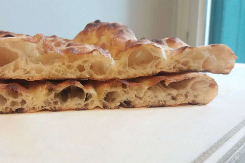 Wood oven round focaccia