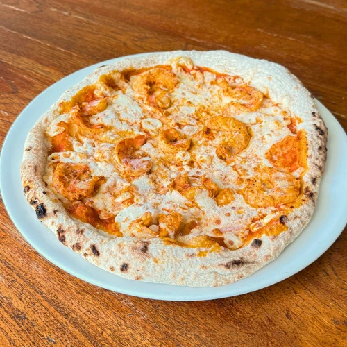 Pizza congelada con camarones