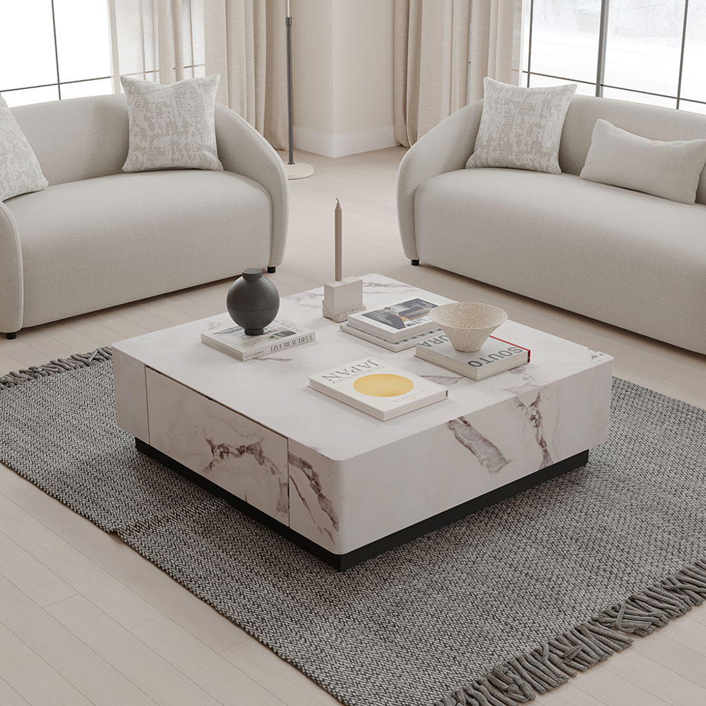 Fritzy Coffee Table Engineered Stone Finish Kassa Mall Home