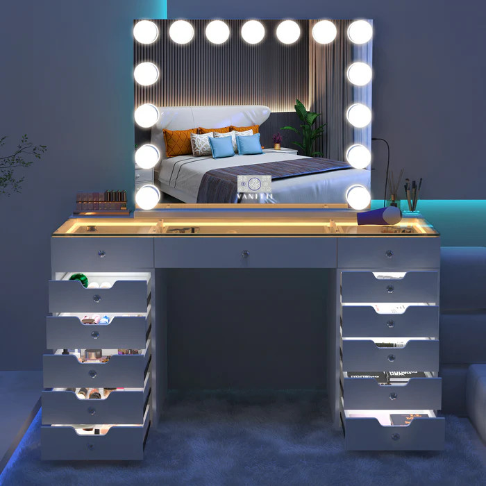Vanity Table With See Through Drawers