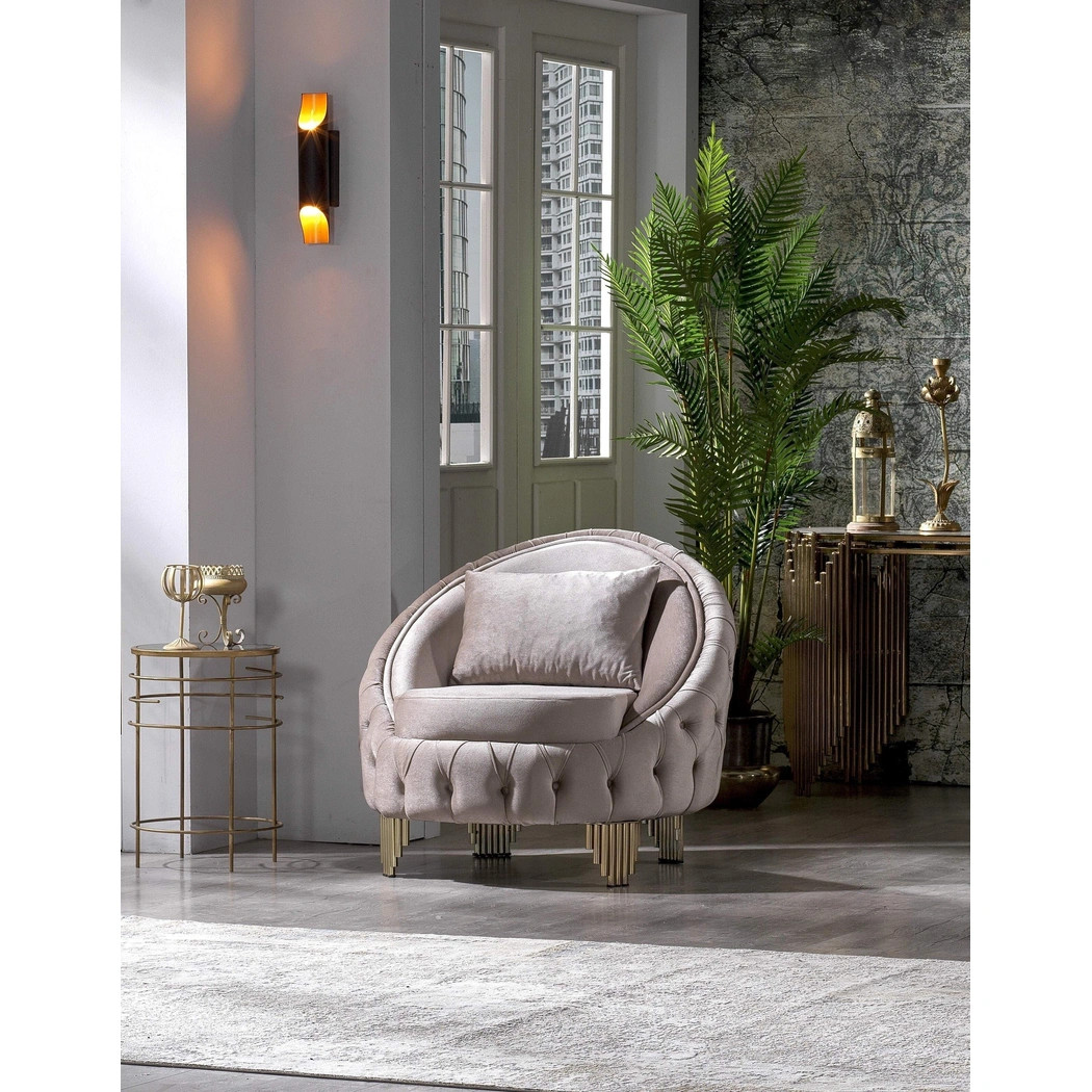 Vanessa Tufted Velvet Accent Chair - Thumbnail 4