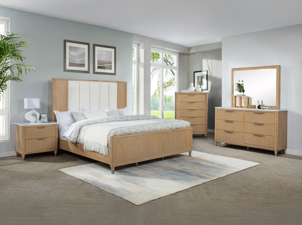 愛探眼影 / 『ex;cuse room』セット Kara - Queen 5 Piece Bedroom Set - Cerused Natural - Kassa Mall