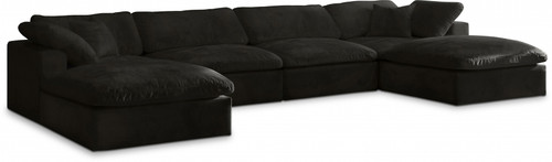 Cozy Velvet Modular Fiber Filled Cloud-Like Comfort Overstuffed Reversible Sectional 634-Sec6B