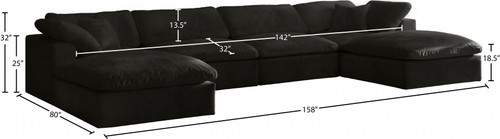 Cozy Velvet Modular Fiber Filled Cloud-Like Comfort Overstuffed Reversible Sectional 634-Sec6B