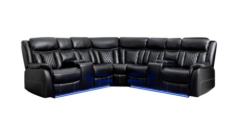 Batman Power Reclining Sectional in Leather Gel