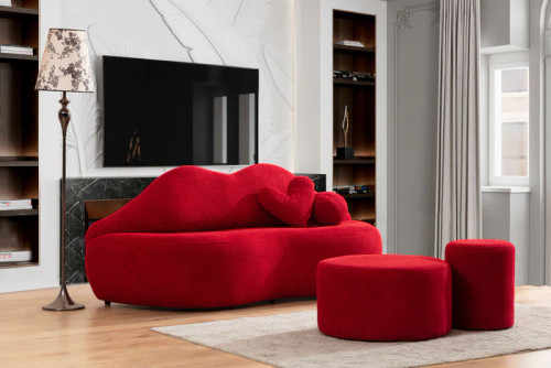 Lips Boucle Loveseat NVF-LIPS-RED-BOUCLE-L