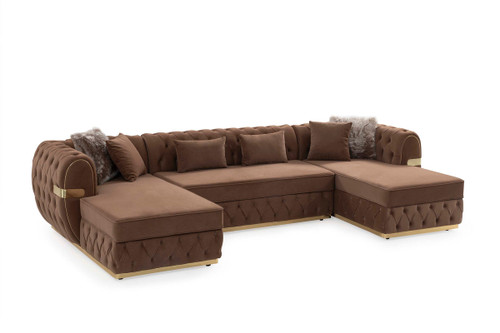 Jester Velvet Mocha Double Chaise Sectional NVF-JESTER-MOCHA-SEC