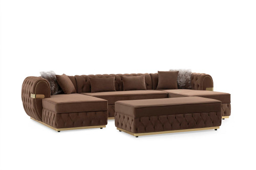 Jester Velvet Mocha Double Chaise Sectional NVF-JESTER-MOCHA-SEC