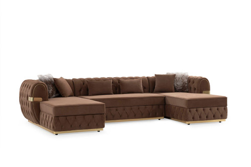 Jester Velvet Mocha Double Chaise Sectional NVF-JESTER-MOCHA-SEC