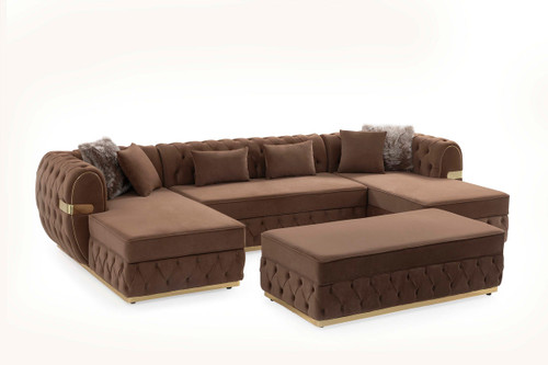 Jester Velvet Mocha Double Chaise Sectional NVF-JESTER-MOCHA-SEC