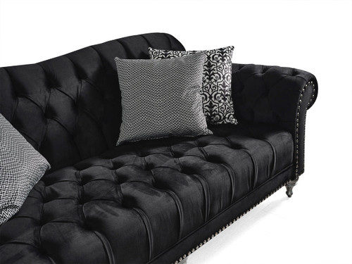 Juliette Sofa and Loveseat in NVF-JULIETTE-BLACK-SL