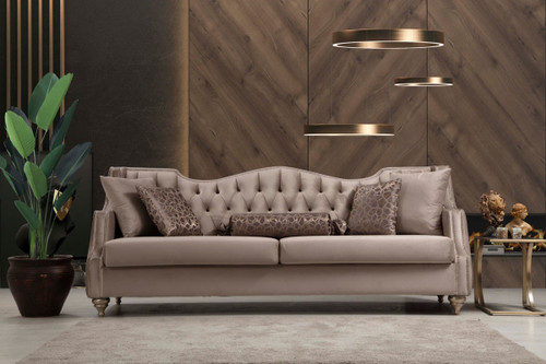 Zeus Beige Velvet Sofa & Loveseat NVF-ZEUS-BEIGE-SL