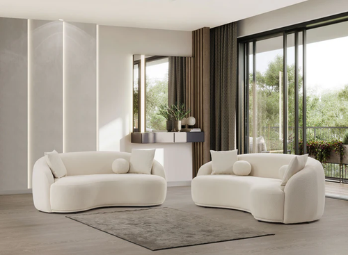 Bonita Sofa and Loveseat in Boucle