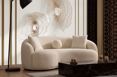 Bonita Sofa and Loveseat in Boucle by NVF-BONITA-IVORY-SL