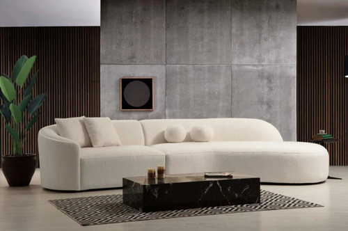 Curved Sectional Cloe Curved Sectional in Boucle RAF by Nova Furniture