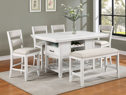 Wendy Counter Dining Room Set in White 2717-Set by Crown Mark