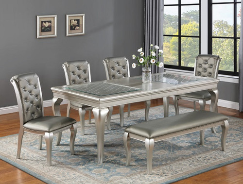 Caldwell Dining Room Set in SIlver 2264-Set by Crown Mark