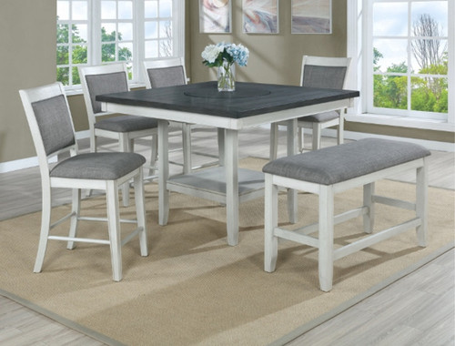 Fulton Counter Dining Room Set in Chalk Gray