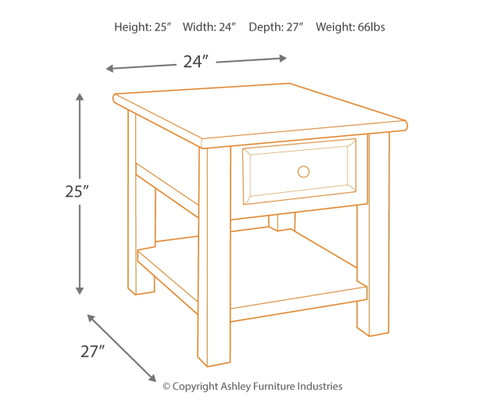 Tyler Creek - Grayish Brown / Black - Rectangular End Table