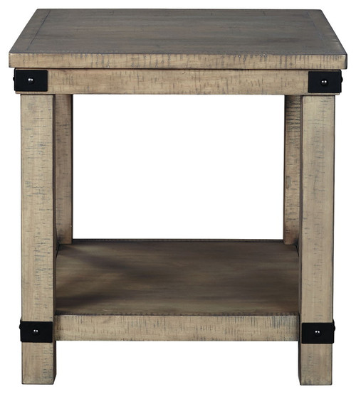 Aldwin - Rectangular End Table - Crossbuck Styling - Gray