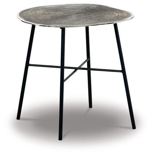 Laverford - Round End Table - Chrome / Black