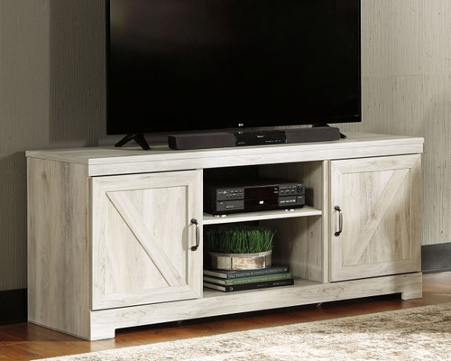Bellaby - Entertainment Center - TV Stand With Faux Firebrick Fireplace Insert - Whitewash