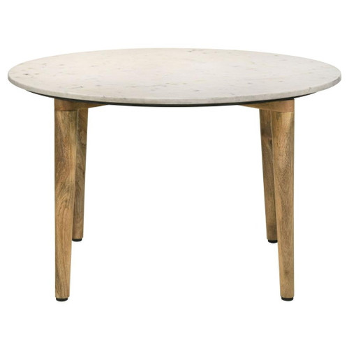 Aldis - Round Marble Top Coffee Table - White And Natural