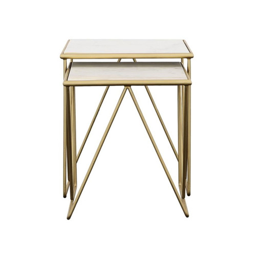 Bette - 2 Piece Nesting Table Set - White And Gold