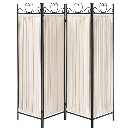 Dove - 4-Panel Folding Screen - Beige And Black