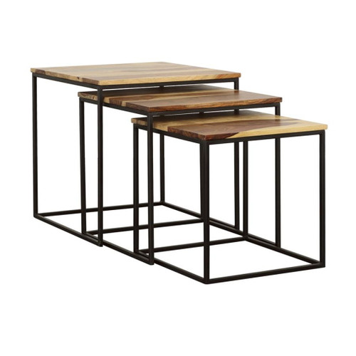 Belcourt - 3-Piece Square Nesting Tables - Natural and Black