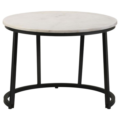 Miguel - Round Marble Top Coffee Table - White And Black