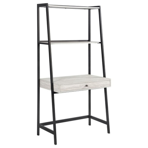 Pinckard - 3 Piece Ladder Desk Set - Gray Stone And Black