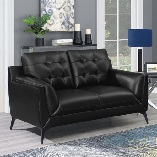 Moira - Upholstered Tufted Loveseat With Track Arms - Black