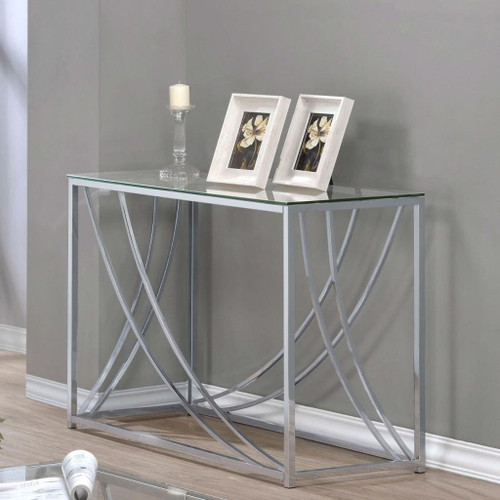 Lille - Glass Top Rectangular Sofa Table Accents - Chrome