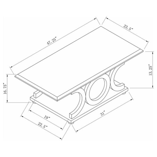 Shelly - C-Shaped Base - Coffee Table - Cappuccino