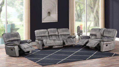 Parker Gray 3Pcs Reclining Set in Fabric HH-Parker-Gray