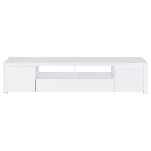 Jude - 2-Door 79" TV Stand With Drawers - White High Gloss