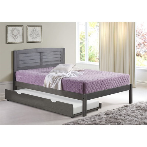 Louver Bed in Gray with Drawers & Trundle Donco Kids  212-TAG/212-FAG